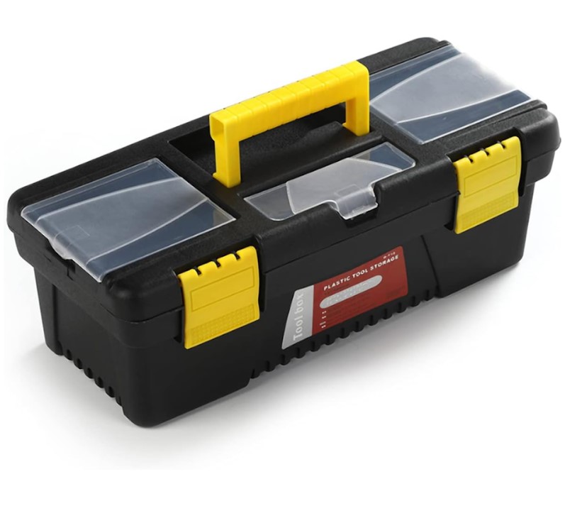 12" Toolbox – Heavy Duty Metal Tool Box 12 Inch, Powder-Coated Finish, Secure Latch | Internal Tray Divider for Organized Storage | UAE Carpenter Field Service Essential 